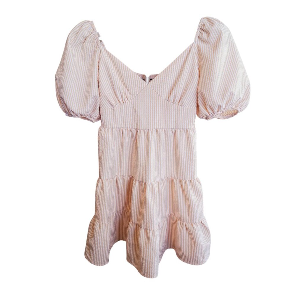 Speechless Puffed Sleeve Smocked Milkmaid Peasant Babydoll Dress Size XS